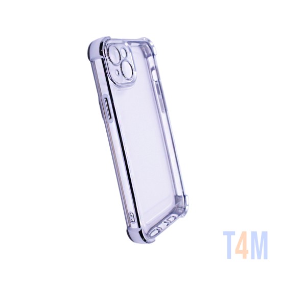 Capa de Silicone Duro com Lente de Câmara Série Q para Apple iPhone 13 Prata